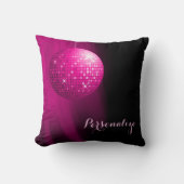 魅力的でパーソナライズなショッキングピンクのディスコの球 クッション (正面)