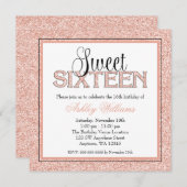 魅力的でフェイクなグリッターのばら色の金ゴールドの菓子16の招待状 招待状 (正面/裏面)