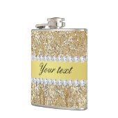 魅力的でフェイクな金ゴールドのスパンコールおよびダイヤモンド フラスク (左)