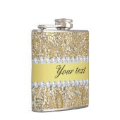 魅力的でフェイクな金ゴールドのスパンコールおよびダイヤモンド フラスク (右)