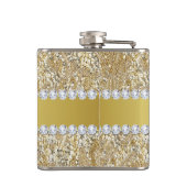 魅力的でフェイクな金ゴールドのスパンコールおよびダイヤモンド フラスク (裏面)