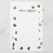 魅力的でフェイクな金ゴールドのハートパターン 便箋 (正面/裏面)