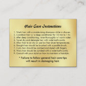 魅力的でフェイクな金ゴールドの黒人女性のヘアーケアの指示 名刺 (裏面)