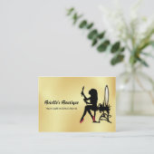 魅力的でフェイクな金ゴールドの黒人女性のヘアーケアの指示 名刺 (スタンド正面)