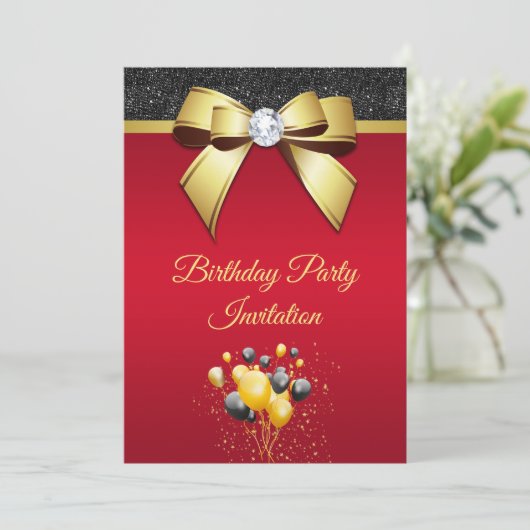 魅力的でロマンチックなエレガンスの誕生日パーティー 招待状 (スタンド正面)