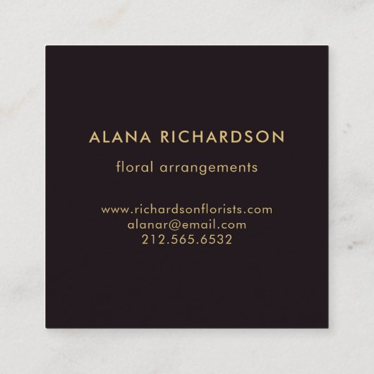 魅力的で暗い紫色およびフェイクな金ゴールドの一見 スクエア名刺 (裏面)