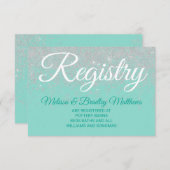 魅力的で白いグリッターは登録ティール（緑がかった色）のギフト光っています エンクロージャーカード (正面/裏面)