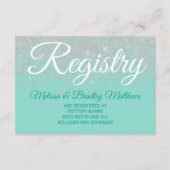 魅力的で白いグリッターは登録ティール(緑がかった色)のギフト光っています エンクロージャーカード (正面)