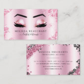 魅力的で黒いピンクのグリッターは額のメーキャップアーティストを打ちます 名刺 (正面/裏面)