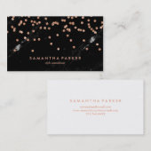 魅力的で黒い大理石の一見およびのどのばら色の金ゴールドの紙吹雪 名刺 (正面/裏面)