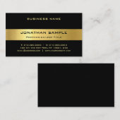 魅力的で黒い金ゴールドの粋で豪華でモダンなテンプレート 名刺 (正面/裏面)