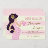 魅力的なお母さんのベビーシャワーの女の子の招待状 招待状 (正面/裏面)