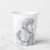 魅力的なお洒落クマと女の子のクリスマス 紙コップ (裏面)