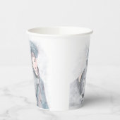 魅力的なお洒落クマと女の子のクリスマス 紙コップ (左)