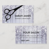 魅力的なきらめく美容師の美容師の銀 予約カード (正面/裏面)