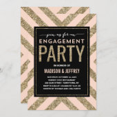 魅力的なきらめく|の婚約パーティの招待状 招待状 (正面/裏面)