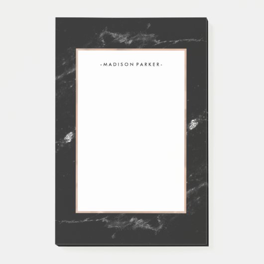 魅力的なのどのばら色の金ゴールドおよび黒い大理石の一見 ポストイット (正面)