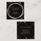 魅力的なのどの黒い大理石のばら色の金ゴールドの一見 スクエア名刺 (正面/裏面)