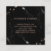 魅力的なのどの黒い大理石のばら色の金ゴールドの一見 スクエア名刺 (裏面)