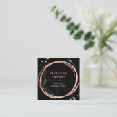 魅力的なのどの黒い大理石のばら色の金ゴールドの一見 スクエア名刺 (スタンド正面)