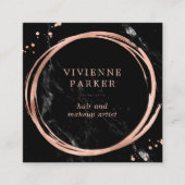 魅力的なのどの黒い大理石のばら色の金ゴールドの一見 スクエア名刺 (正面)