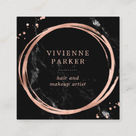 魅力的なのどの黒い大理石のばら色の金ゴールドの一見 スクエア名刺