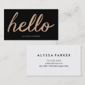 魅力的なのどの黒のばら色の金ゴールドのタイポグラフィこんにちは 名刺 (正面/裏面)