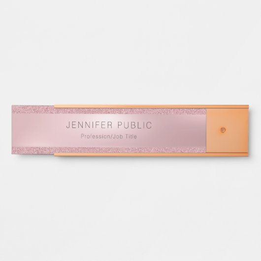 魅力的なばら色の金ゴールドのグリッターのエレガントなプロフェッショナル サインプレート (正面)