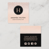 魅力的なばら色の金ゴールドの名刺のテンプレート スクエア名刺 (正面/裏面)