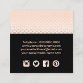 魅力的なばら色の金ゴールドの名刺のテンプレート スクエア名刺 (裏面)