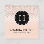 魅力的なばら色の金ゴールドの名刺のテンプレート スクエア名刺 (正面)