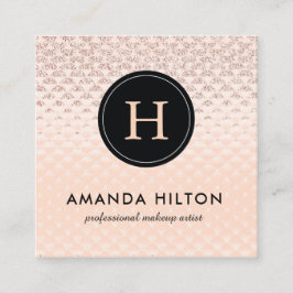 魅力的なばら色の金ゴールドの名刺のテンプレート スクエア名刺