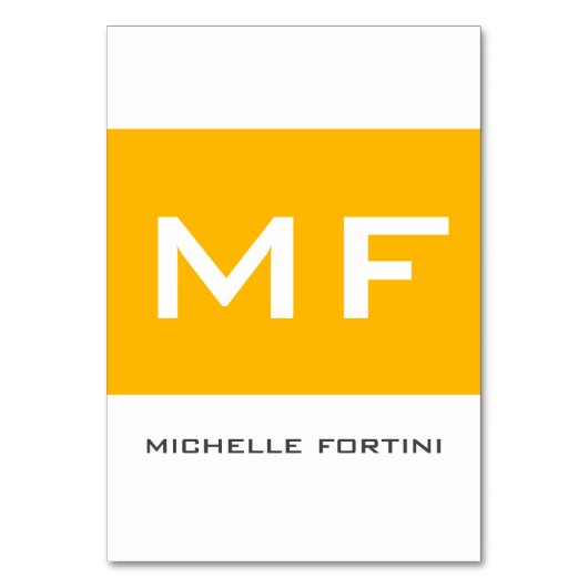 魅力的なイニシャル イエロー ホワイト あなたの名前 テーブルナンバー (正面)