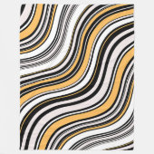 魅力的なインクアート抽象芸術パターン黒い黄色 フリースブランケット (正面)