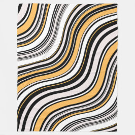 魅力的なインクアート抽象芸術パターン黒い黄色 フリースブランケット