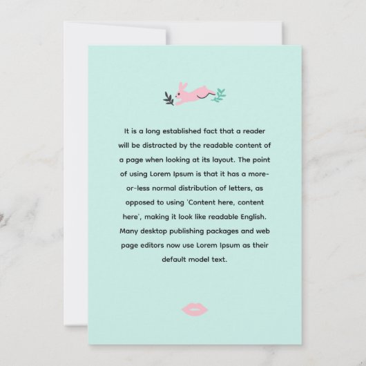 魅力的なイースター タイポグラフィー ウサギのイースター 招待状 (裏面)