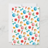 魅力的なイースター・ブランチのウサギと花かご 招待状 (裏面)