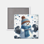 魅力的なウェイトリフティングの雪だるま マグネット (正面/裏面)