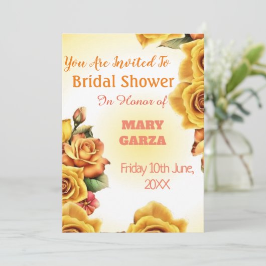 魅力的なエレガンス：パーソナライズされたブライダルシャワー 招待状 (スタンド正面)