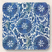 魅力的なエレガンス:ブルーフローラ中国のオーナメント コースター (正面)