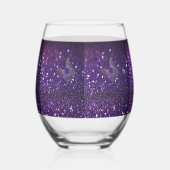 魅力的なエレガンス：紫の輝く蝶 ステムなしワイングラス (右)