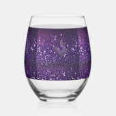 魅力的なエレガンス：紫の輝く蝶 ステムなしワイングラス (左)
