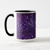 魅力的なエレガンス：紫の輝く蝶 マグカップ (左)