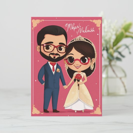 魅力的なエレガンス:結婚式招待状デザイン 招待状 (スタンド正面)