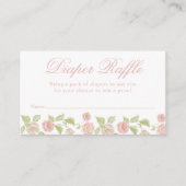 魅力的なエレガントピンクのフローラおむつラッフル エンクロージャーカード (正面)