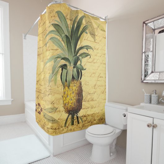 魅力的なエレガント書素朴道パイナップル シャワーカーテン (インサイチュ)