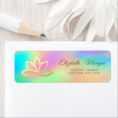 魅力的なエレガント金ゴールドロータスレインボーホログラフィック ラベル (インサイチュ)