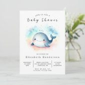魅力的なオンラインクジラの赤ちゃんシャワー 招待状 (スタンド正面)
