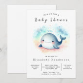 魅力的なオンラインクジラの赤ちゃんシャワー 招待状 (正面/裏面)