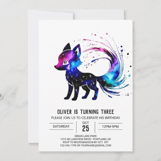 魅力的なカスタムフォックスデジタルボーイ誕生日 招待状 (正面)